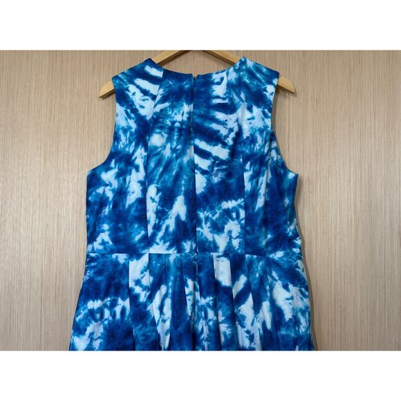 Calvin Klein Watercolor Print Pleated Dress Womens Size 16W Sleeveless Event - Picture 5 of 11